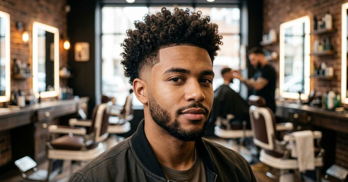 High Taper Fade Curly Top