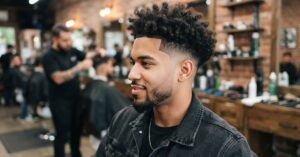 High taper fade for curly hair
