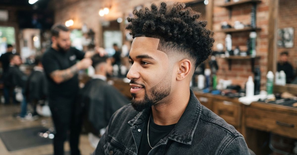 High taper fade for curly hair