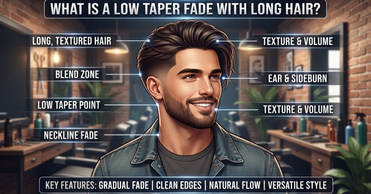 What Is a Low Taper Fade with Long Hair?
