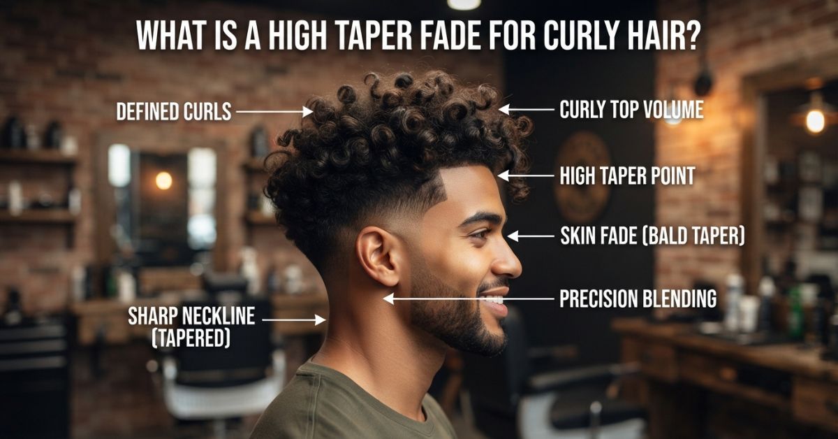 What is a High taper fade for curly hair?