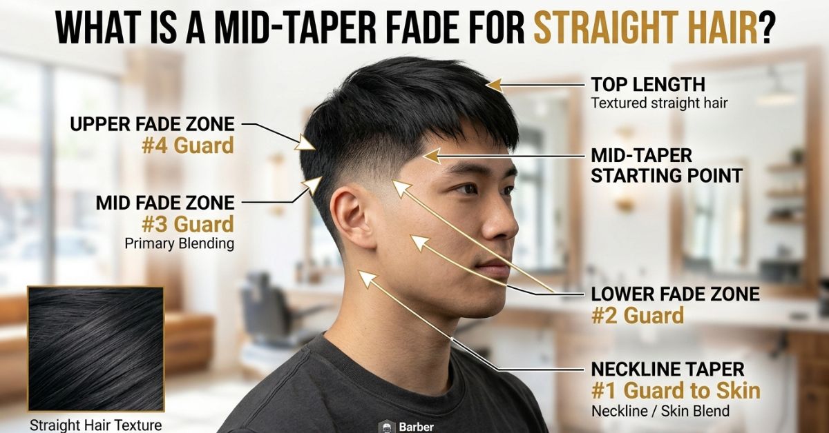 What is a mid-taper fade for Straight Hair?
